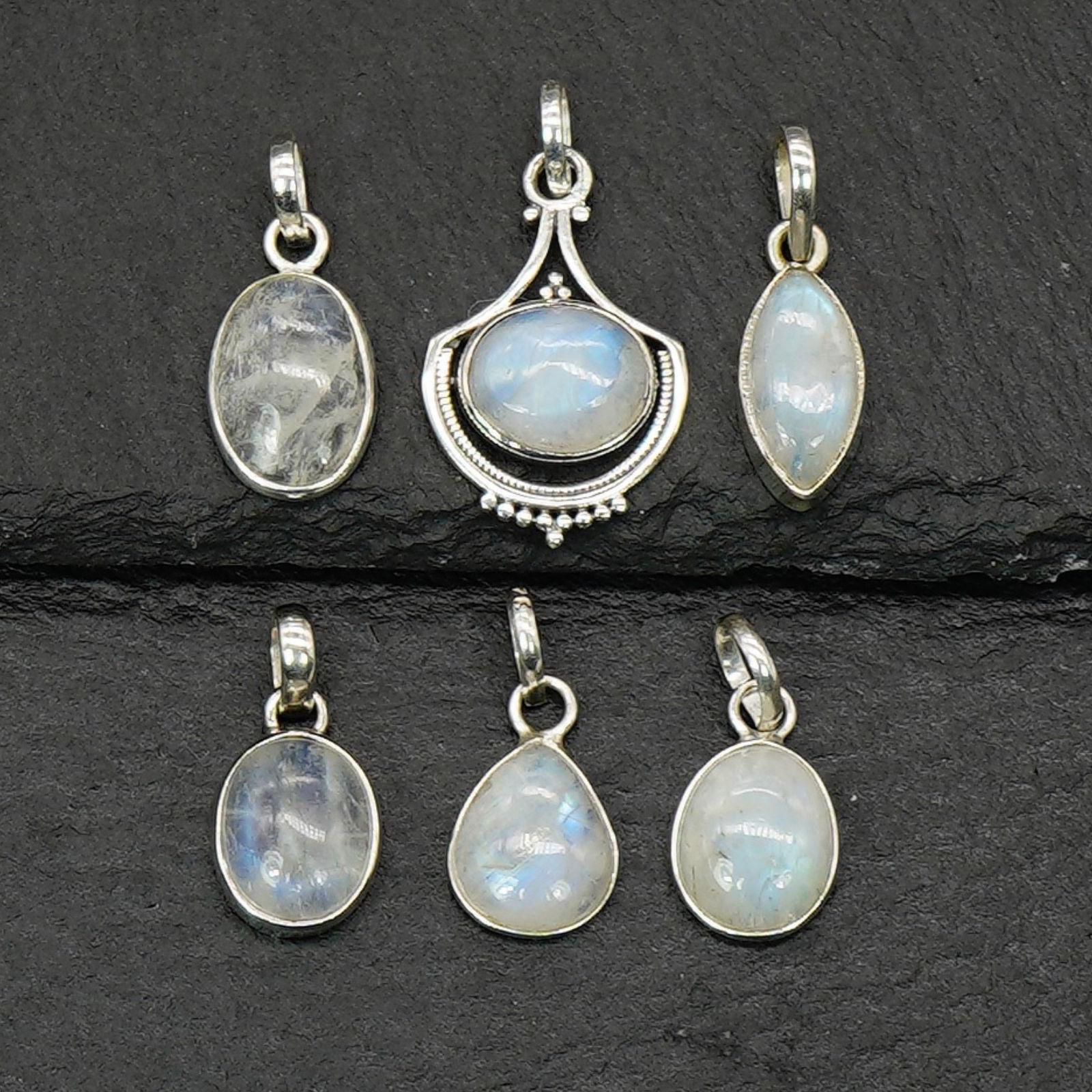Rainbow Moonstone Sterling Silver Pendant: Minimalist Boho Necklace Rainbow Moonstone Sterling Silver Pendant: Minimalist Boho Necklace