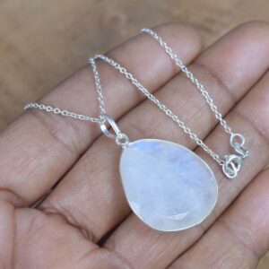 Sterling Silver Rainbow Moonstone Pendant: Faceted Gemstone Jewelry, June Birthstone