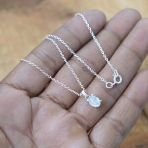White Rainbow Moonstone 925 Sterling Silver Gemstone Jewelry Pendant W/ Or W/o Chain