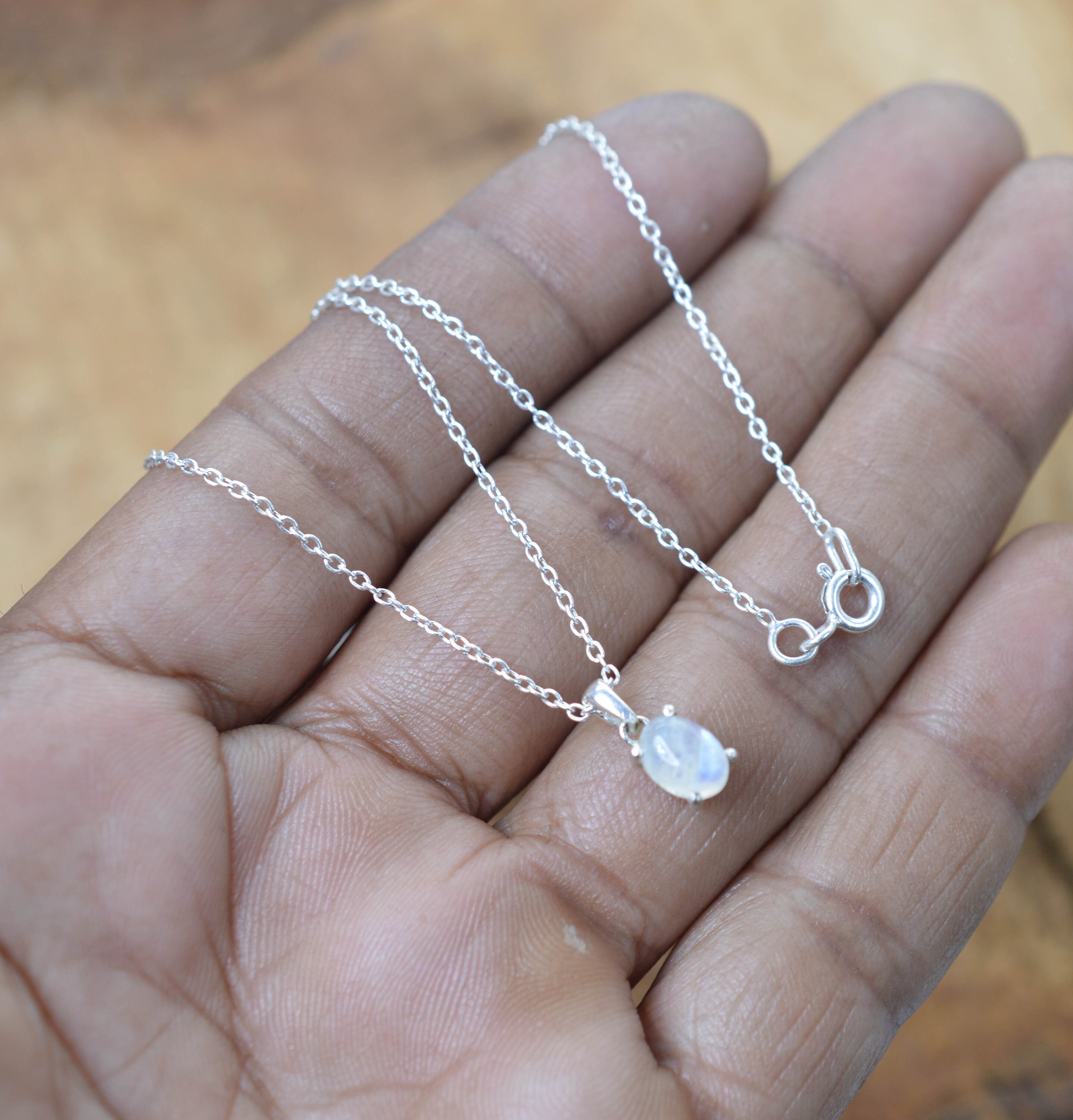 White Rainbow Moonstone 925 Sterling Silver Gemstone Jewelry Pendant W/ Or W/o Chain