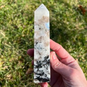 5.5" Rainbow Moonstone Tower, Large Moonstone Crystal Tower, Polished Stone, Witchy Decor, Self Standing, , Divine Feminine #1