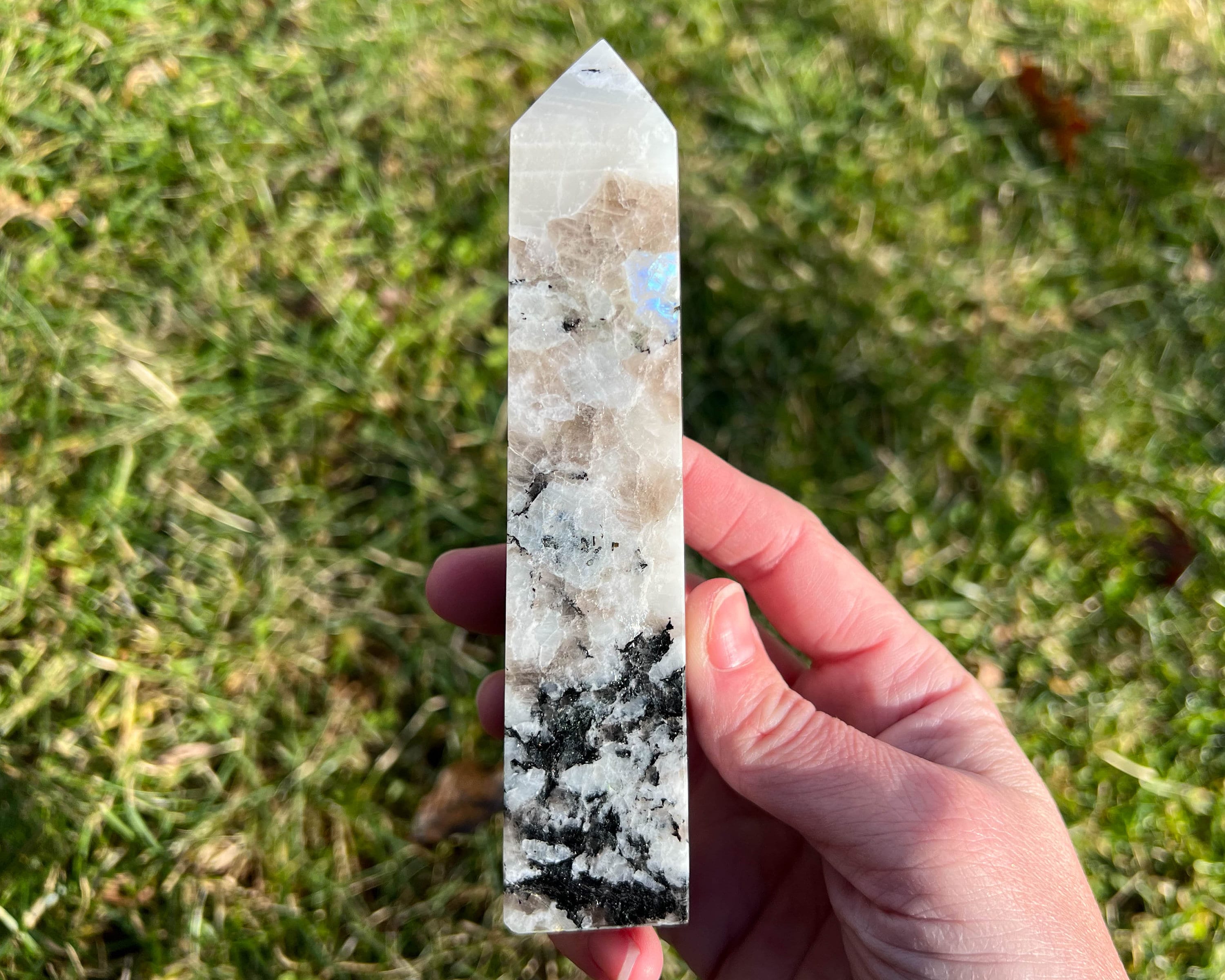 5.5" Rainbow Moonstone Tower, Large Moonstone Crystal Tower, Polished Stone, Witchy Decor, Self Standing, , Divine Feminine #1