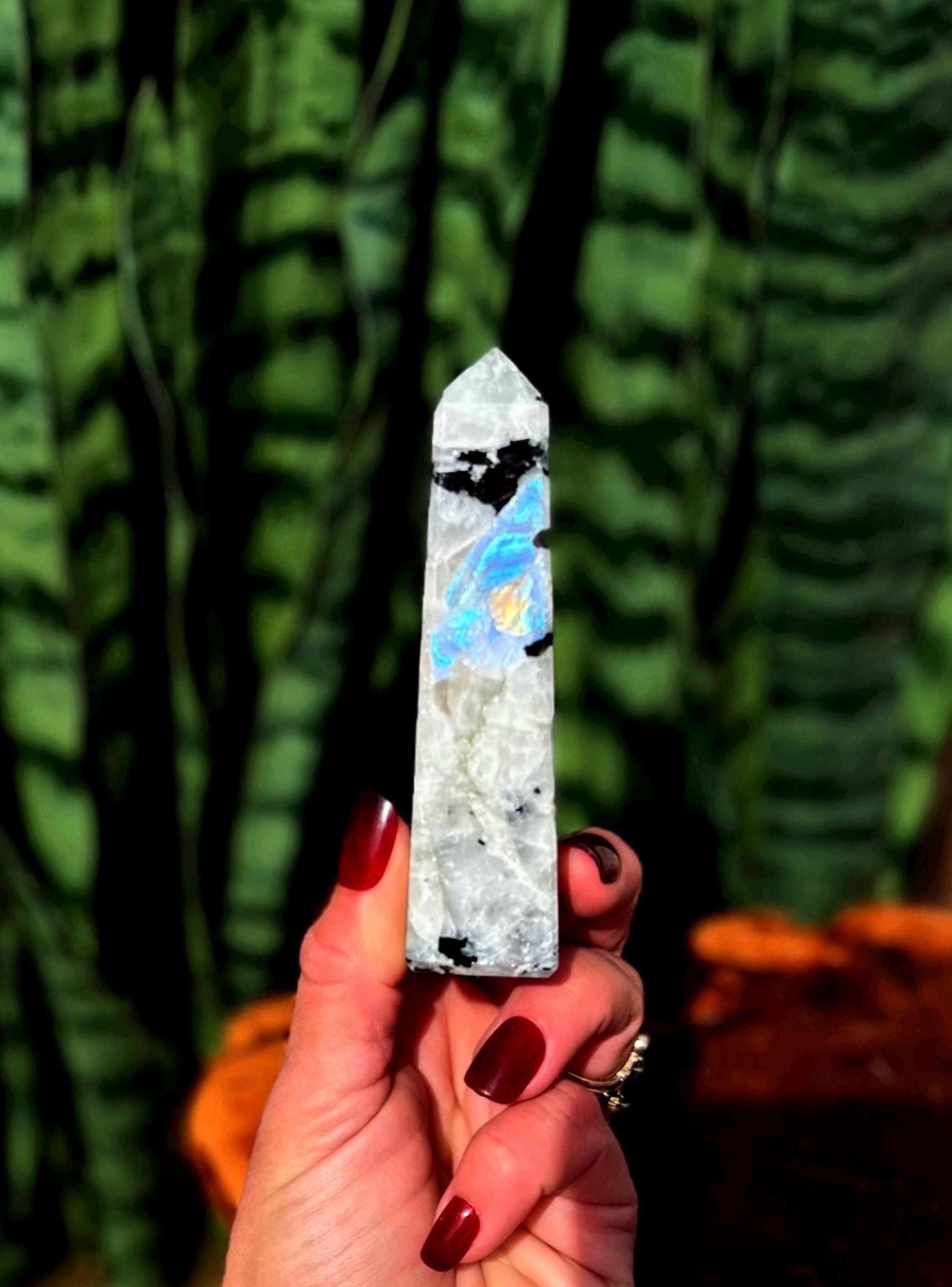 Rainbow Moonstone Crystal Tower - For Total Chakra Activation & Higher Consciousness Rainbow Moonstone Crystal Tower - For Total Chakra Activation & Higher Consciousness
