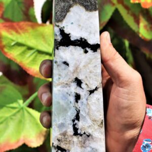 Rainbow Moonstone Obelisk: Faceted Spiritual Healing Crystal Tower (220MM) Rainbow Moonstone Obelisk: Faceted Spiritual Healing Crystal Tower (220MM)