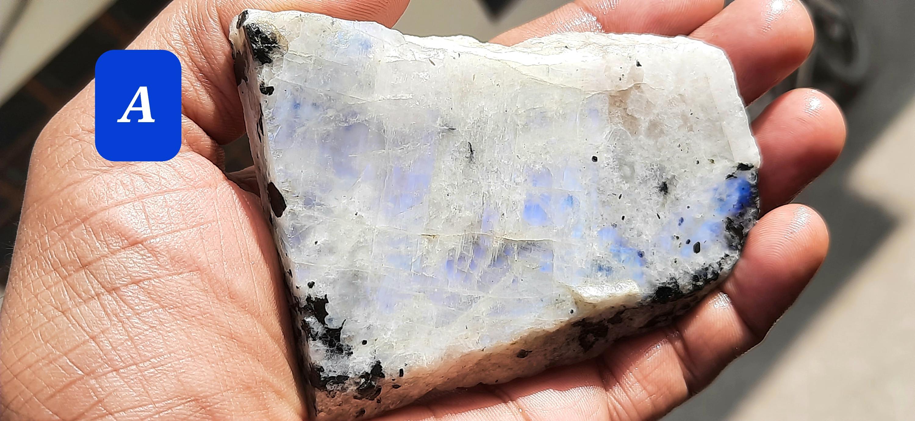 Blue Flashy Rainbow Moonstone Rough: Natural Specimens & Slabs