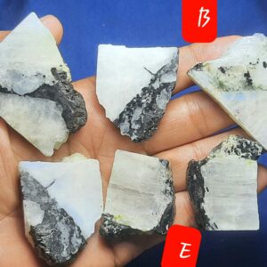 Blue Flashy Unpolished Rainbow Moonstone Rough: Natural Gemstone Slices Slab Rock Chunk Specimens