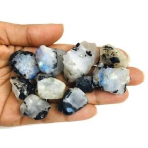 Raw Rainbow Moonstone Crystal: Rough Gemstone Pieces (100g)
