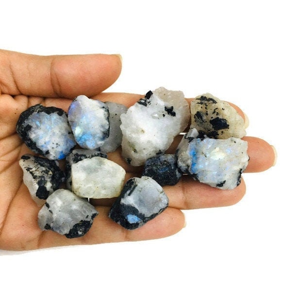 Raw Rainbow Moonstone Crystal: Rough Gemstone Pieces (100g)