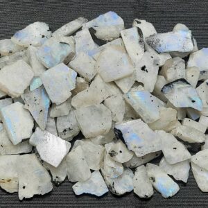 Natural White Rainbow Moonstone Rough: Unpolished Healing Slabs