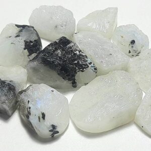 Natural White Rainbow Moonstone Druzy Rough: Unpolished Gemstone