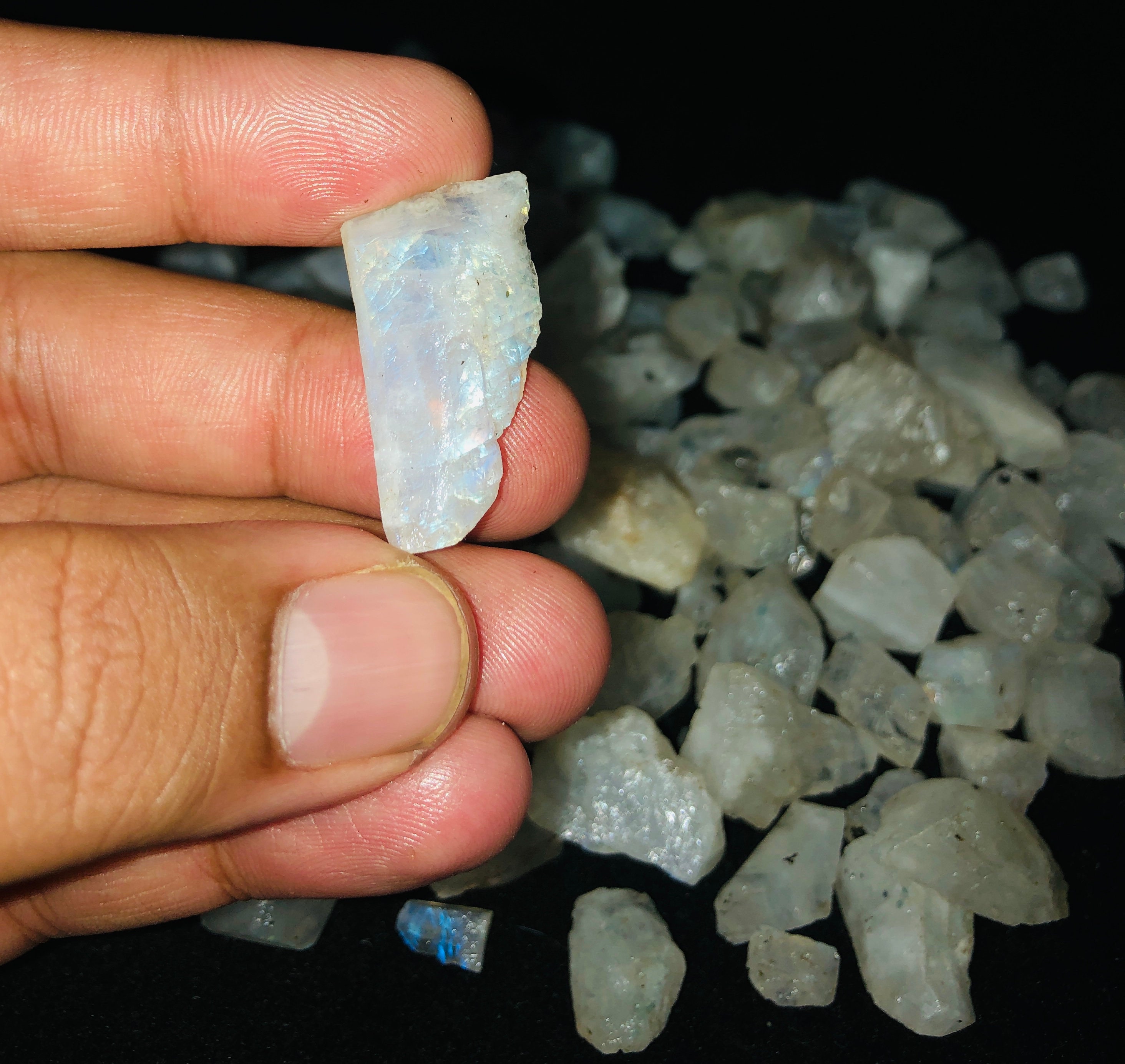Unpolished Natural Rainbow Moonstone Rough | Raw Gemstone Lot