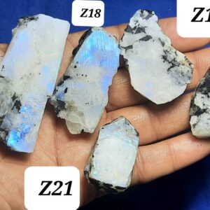 White Rainbow Moonstone Rough: Blue Flashy Slabs, Raw Gemstone Specimens