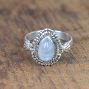 Rainbow Moonstone 925 Sterling Silver Gemstone Jewelry Ring