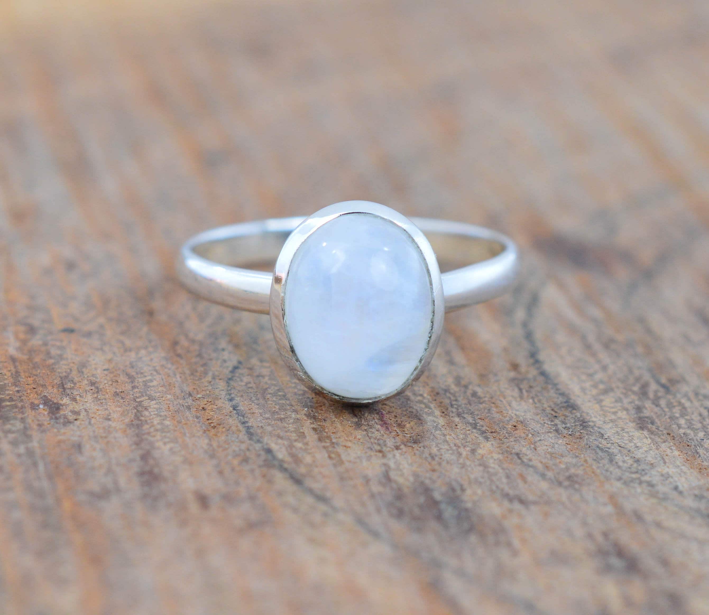 Rainbow Moonstone 925 Sterling Silver Handmade Jewelry Ring