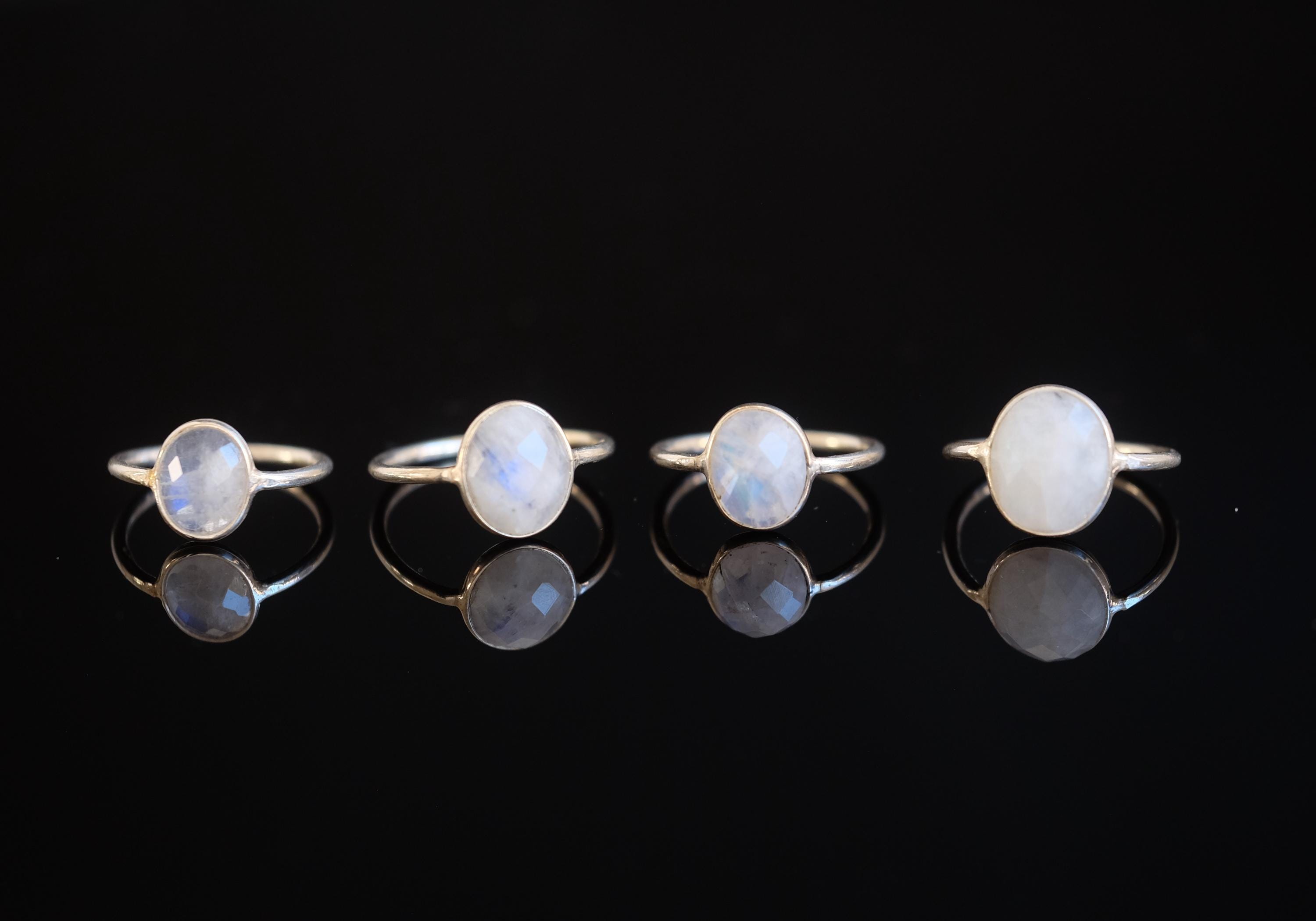 Rainbow Moonstone Ring 925 Sterling Silver Open Back New Beginnings, Intuition Healing Crystal Jewelry