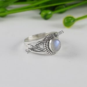 Rainbow Moonstone Ring, 925 Sterling Silver, Handmade Gemstone Ring