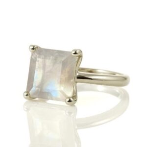 Rainbow Moonstone Ring · Sterling Silver Ring · Gemstone Ring · Prong Setting Ring · Stack Cocktail Ring · Square Stone Ring Rainbow Moonstone Ring · Sterling Silver Ring · Gemstone Ring · Prong Setting Ring · Stack Cocktail Ring · Square Stone Ring