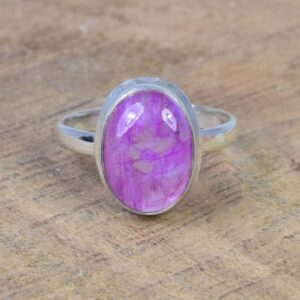 Pink Rainbow Moonstone Ring: Oval Sterling Silver Handmade Jewelry