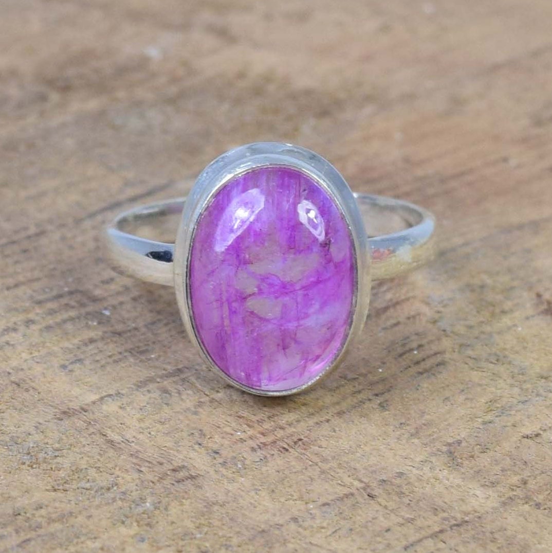Pink Rainbow Moonstone Ring: Oval Sterling Silver Handmade Jewelry Pink Rainbow Moonstone Ring: Oval Sterling Silver Handmade Jewelry