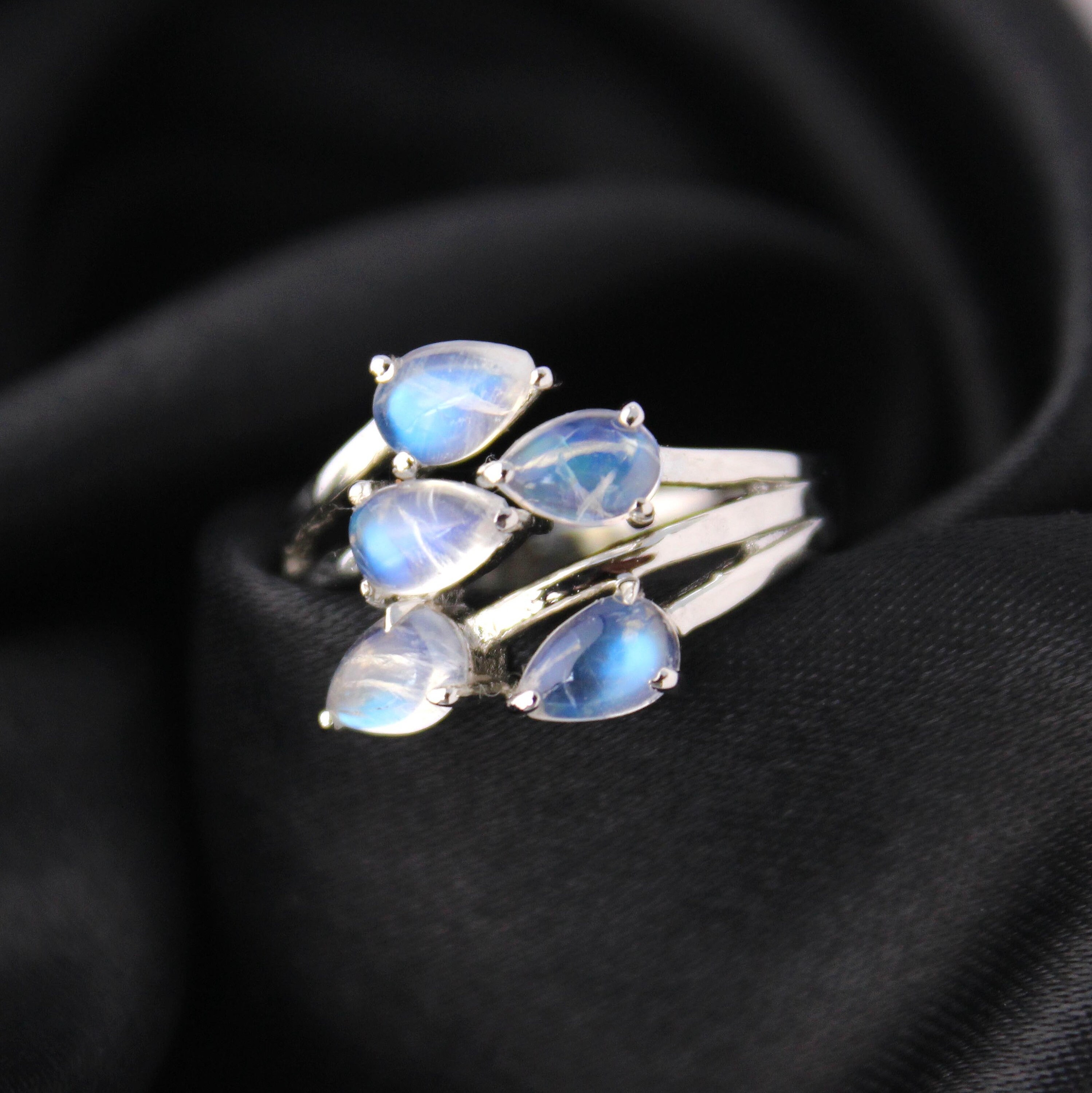 Rainbow Moonstone Silver Ring 925 Silver-vintage Ring-rainbow Moonstone Dainty Ring-women Gift-art Deco Twig Ring-moonstone Pear Ring-june Rainbow Moonstone Silver Ring 925 Silver-vintage Ring-rainbow Moonstone Dainty Ring-women Gift-art Deco Twig Ring-moonstone Pear Ring-june