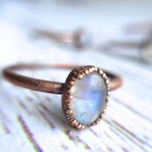 Rainbow moonstone ring | Simple stone stacking ring | Moonstone stacking ring | Electroformed mineral jewelry | Organic stone jewelry Rainbow moonstone ring | Simple stone stacking ring | Moonstone stacking ring | Electroformed mineral jewelry | Organic stone jewelry