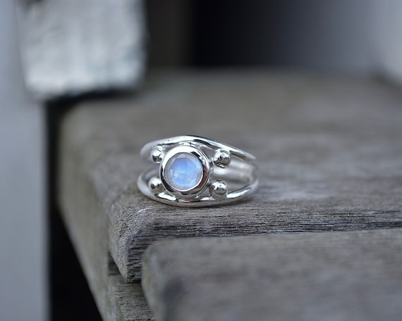 Rainbow Moonstone Ring, Size 5.5, Moonstone Ring,faceted Moonstone Ring,faceted Moonstone,rainbow Moonstone Ring,sterling Silver,silver Ring