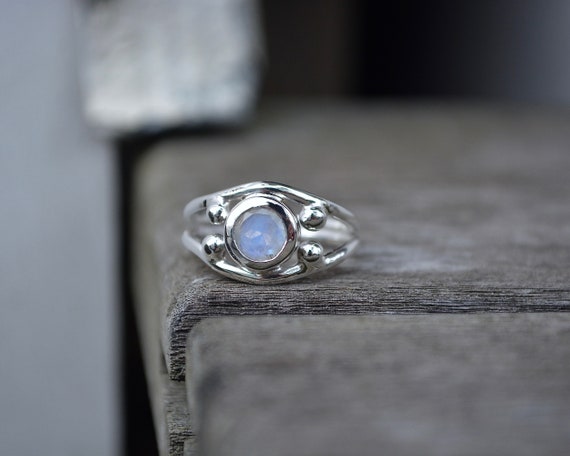 Rainbow Moonstone, Size 6.5, Moonstone Ring, Faceted Moonstone Ring, Faceted Moonstone, Rainbow Moonstone Ring,sterling Silver,silver Ring
