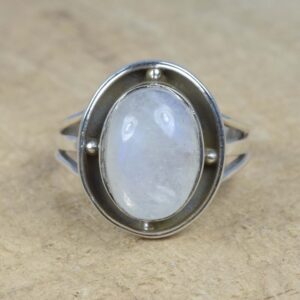 Rainbow Moonstone Sterling Silver Mens Ring: Oval Gemstone, June Birthstone