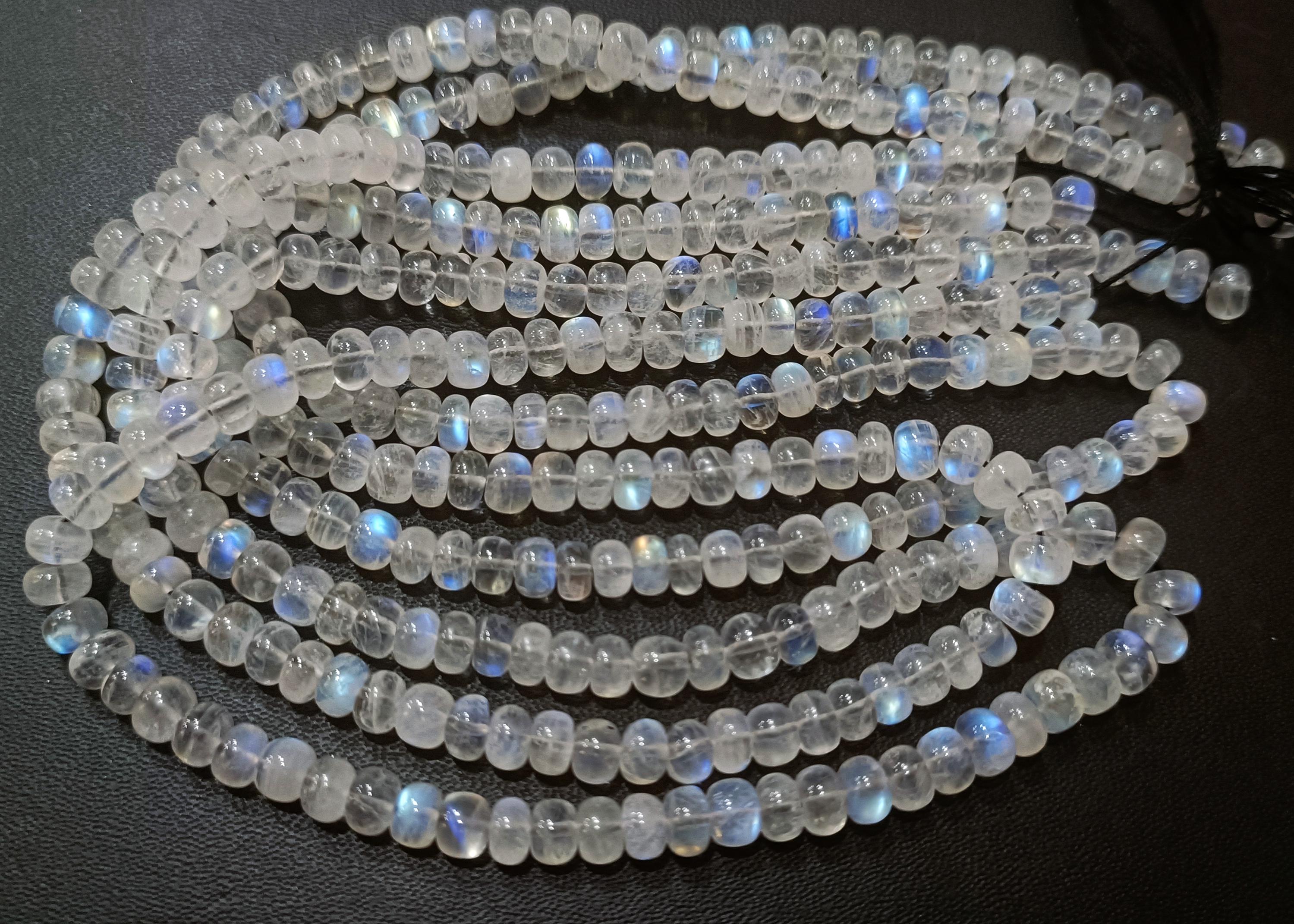 13 Inch Strand,finest Quality,rainbow Moonstone Smooth Rondelles,size.5-5.5mm