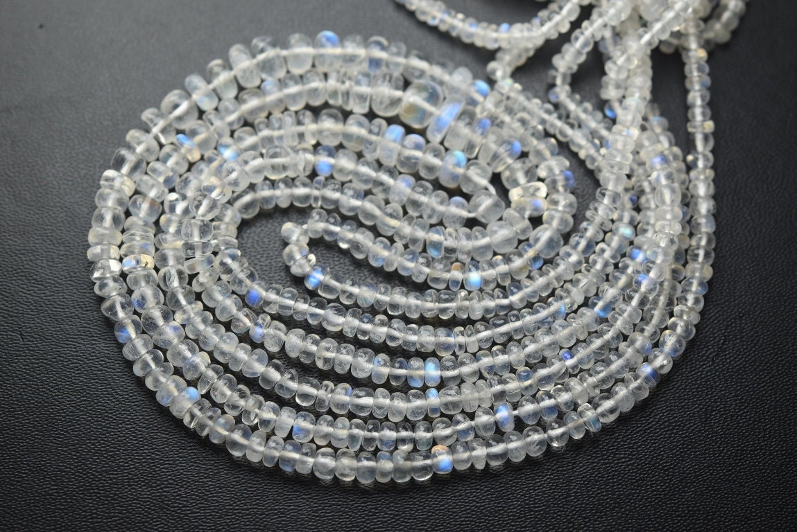 14 Inch Strand,rainbow Moonstone Smooth Rondelles,size.3-5mm