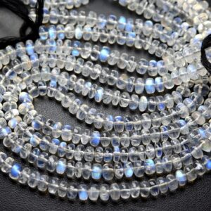 15 Inch Strand,Finest Quality,Rainbow Moonstone Smooth Rondelles,Size. 3-5mm