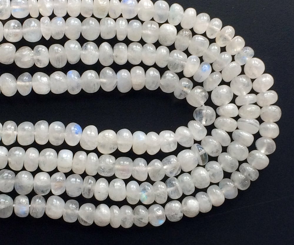 5mm Rainbow Moonstone Plain Rondelle, Rainbow Moonstone Plain Beads For Jewelry, Rainbow White Moonstone Beads (1st To 5st Options)
