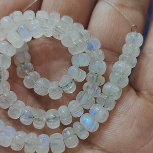 7 Inches Strand, Natural Rainbow Moonstone Smooth Melon Shape Rondelles Size 5-6mm 7 Inches Strand, Natural Rainbow Moonstone Smooth Melon Shape Rondelles Size 5-6mm