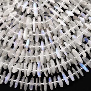 Aaa Natural Blue Rainbow Moonstone Beads Center Drilled Freeform Thin Rondelle Disc 15.5" Strand