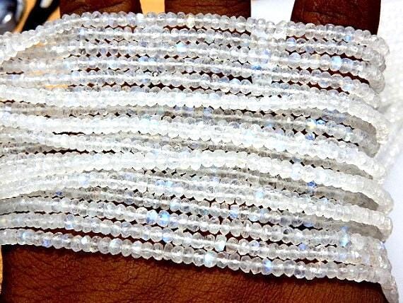 Rainbow Moonstone Beads, 3mm Handcut Heishi Rondelle, 14 Inch Strand Rainbow Moonstone Beads, 3mm Handcut Heishi Rondelle, 14 Inch Strand
