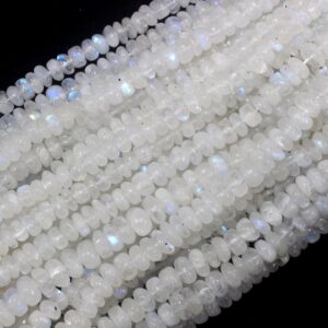 Rainbow Moonstone Rondelle Beads: 6-7mm Smooth Gemstone, 10" Strand