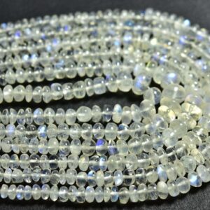 Rainbow Moonstone Rondelle Beads - 7.5 inches - Natural Smooth Rainbow Moonstone Rondelles Strand - Size is 4-7 mm #1096 Rainbow Moonstone Rondelle Beads - 7.5 inches - Natural Smooth Rainbow Moonstone Rondelles Strand - Size is 4-7 mm #1096