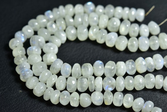 Rainbow Moonstone Rondelle Beads - 7 Inches - Natural Beautiful Big Smooth Rainbow Moonstone Rondelle - Size Is 7.5- 7 Mm #1135