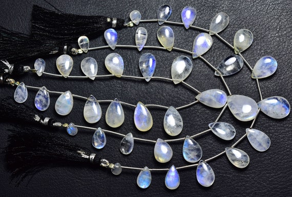 Rainbow Moonstone Rondelle Beads - 8 Inches - Rainbow Moonstone Smooth Pear Briolettes,size Is 7x9-12x17mm,very Beautiful Briolettes #413 Rainbow Moonstone Rondelle Beads - 8 Inches - Rainbow Moonstone Smooth Pear Briolettes,size Is 7x9-12x17mm,very Beautiful Briolettes #413