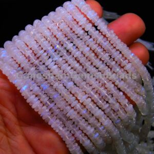 Rainbow Moonstone Beads, Aaa Natural Rainbow Moonstone Smooth Rondelle Gemstone Bead, Blue Fire Rainbow Moonstone Jewelry Making Bead, Gifts Rainbow Moonstone Beads, Aaa Natural Rainbow Moonstone Smooth Rondelle Gemstone Bead, Blue Fire Rainbow Moonstone Jewelry Making Bead, Gifts