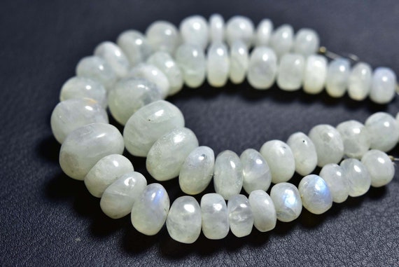 Big Rainbow Moonstone Rondelle Beads - 7 Inches - Natural Beautiful Smooth Rainbow Moonstone Rondelle - Size Is 10-13 Mm #1132
