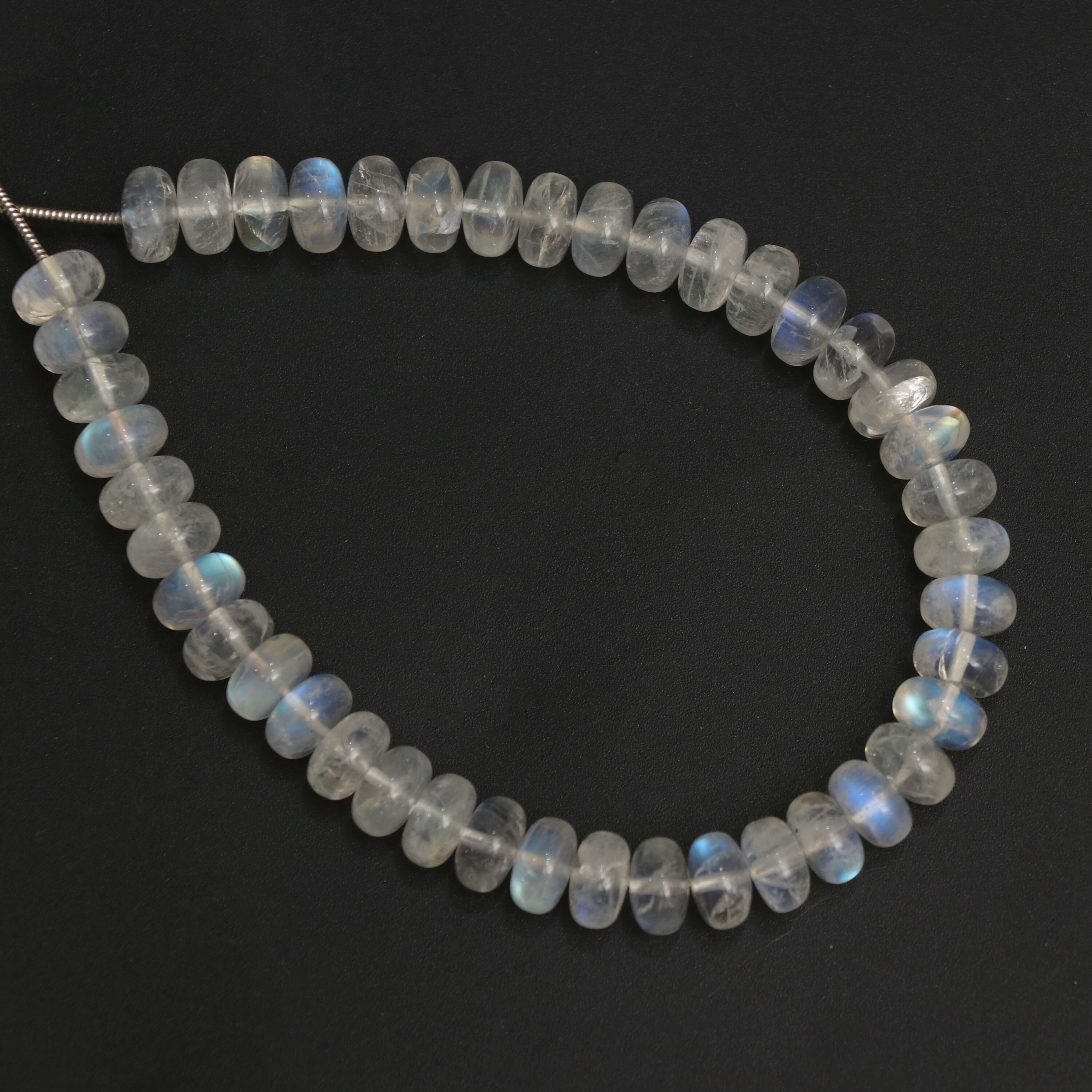 Calibrated Rainbow Moonstone Smooth Rondelle Beads | 8 Mm | Rainbow Moonstone Beads | 8 Inch/ 16 Inch Full Strand | Price Per Strand