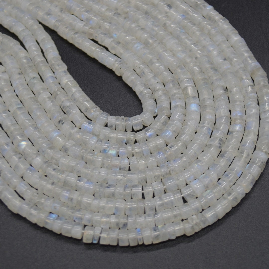 Rainbow Moonstone Gemstone Irregular Beads - Flat Heishi Rondelle Disc Spacer - 6mm X 2.5mm - 5mm - 13" Strand
