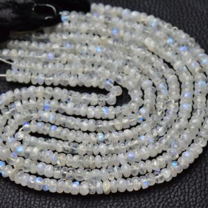 Natural Rainbow Moonstone Rondelle Beads Smooth Rondelle Gemstone Beads Moonstone Plain Beads Jewelry Making Gemstones 13 Inch Strand No6350