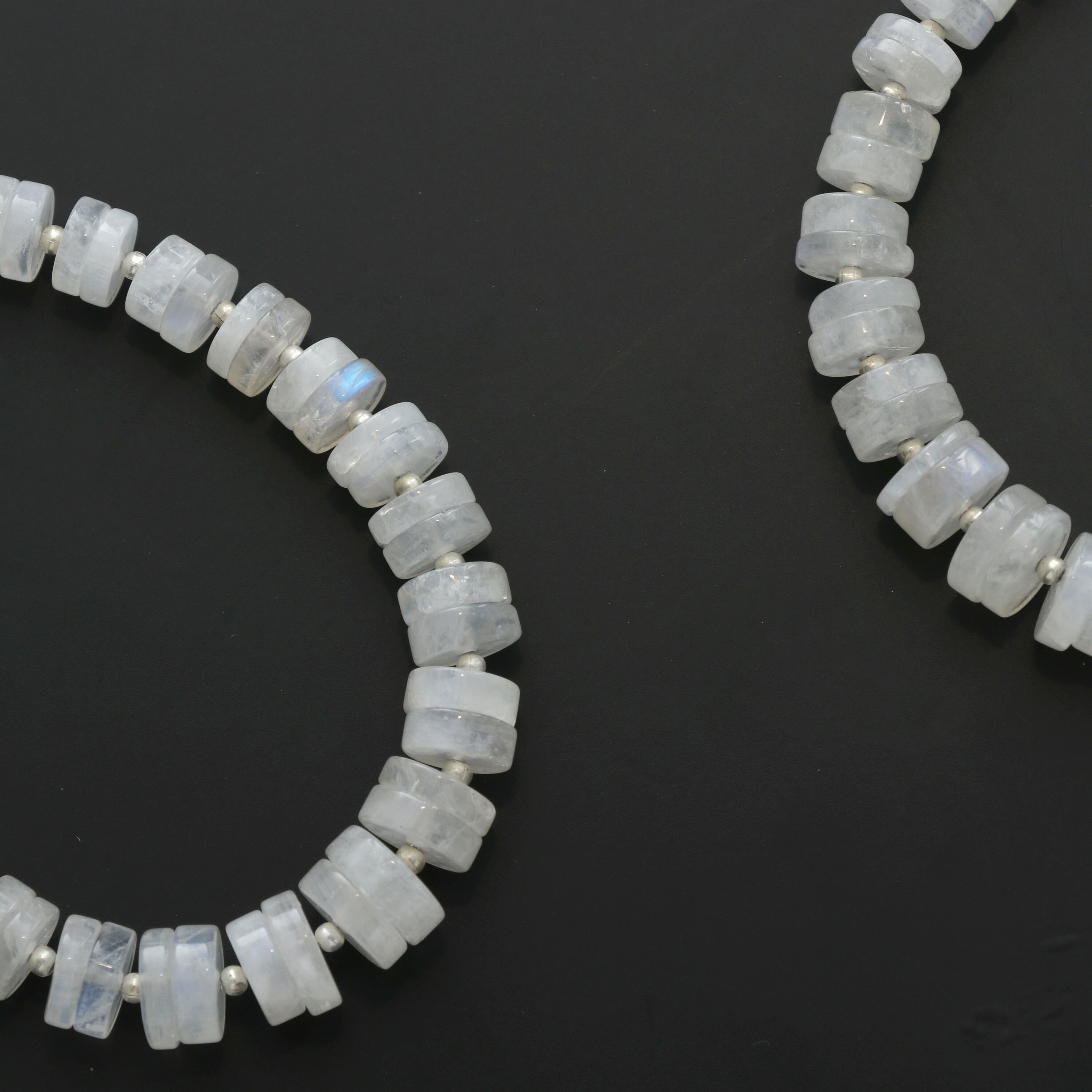 Rainbow Moonstone Smooth Tyre - 7 Mm To 10 Mm - Rainbow Moonstone - Gems Quality , 8 Inch Full Strand, Price Per Strand