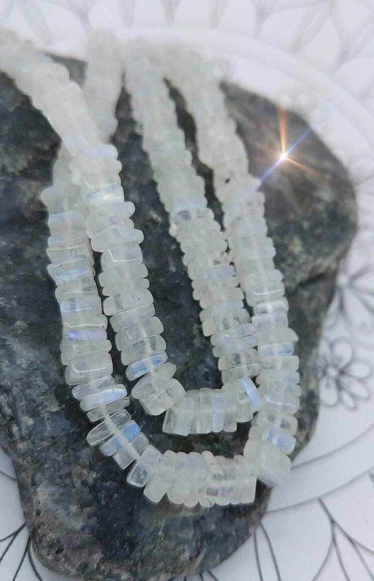 Rainbow Moonstone Rondelle Square Heishi Rondelle Beads 4-5mm / Natural Moonstone Beads Moonstone Gemstone Beads Spacer Beads Rainbow Moonstone Rondelle Square Heishi Rondelle Beads 4-5mm / Natural Moonstone Beads Moonstone Gemstone Beads Spacer Beads