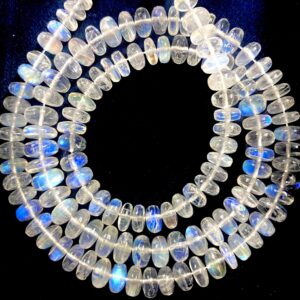 Top Quality~AAA+ White Rainbow Moonstone Gemstone Beads 5-7mm White Rainbow Moonstone Rondelle Beads 18” White Rainbow Smooth Rondelle Beads