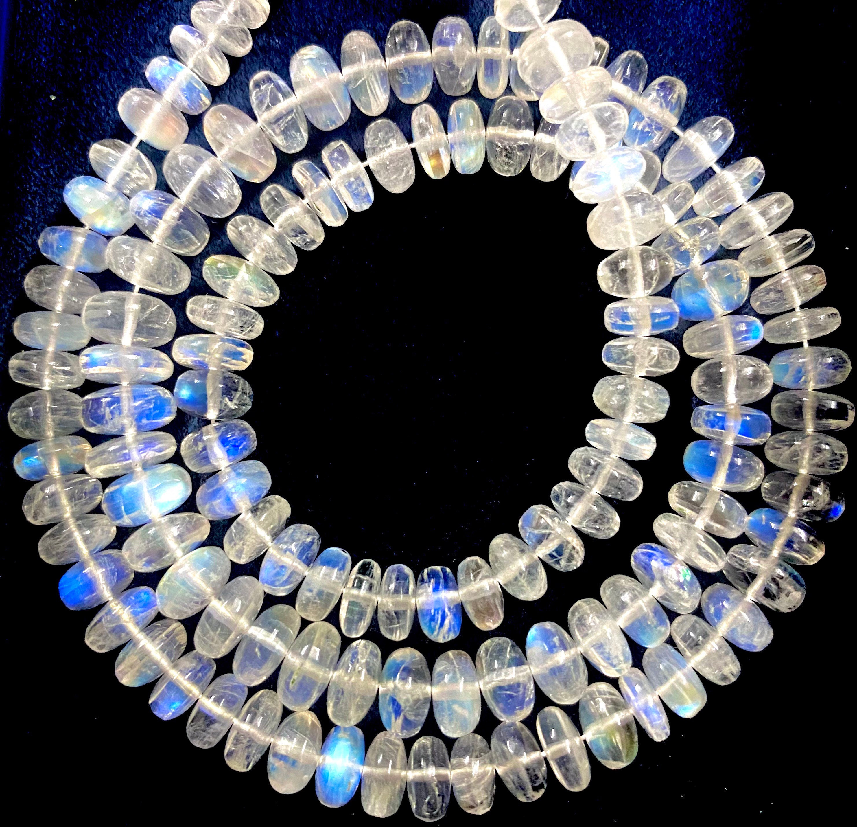 Top Quality~aaa+ White Rainbow Moonstone Gemstone Beads 5-7mm White Rainbow Moonstone Rondelle Beads 18” White Rainbow Smooth Rondelle Beads