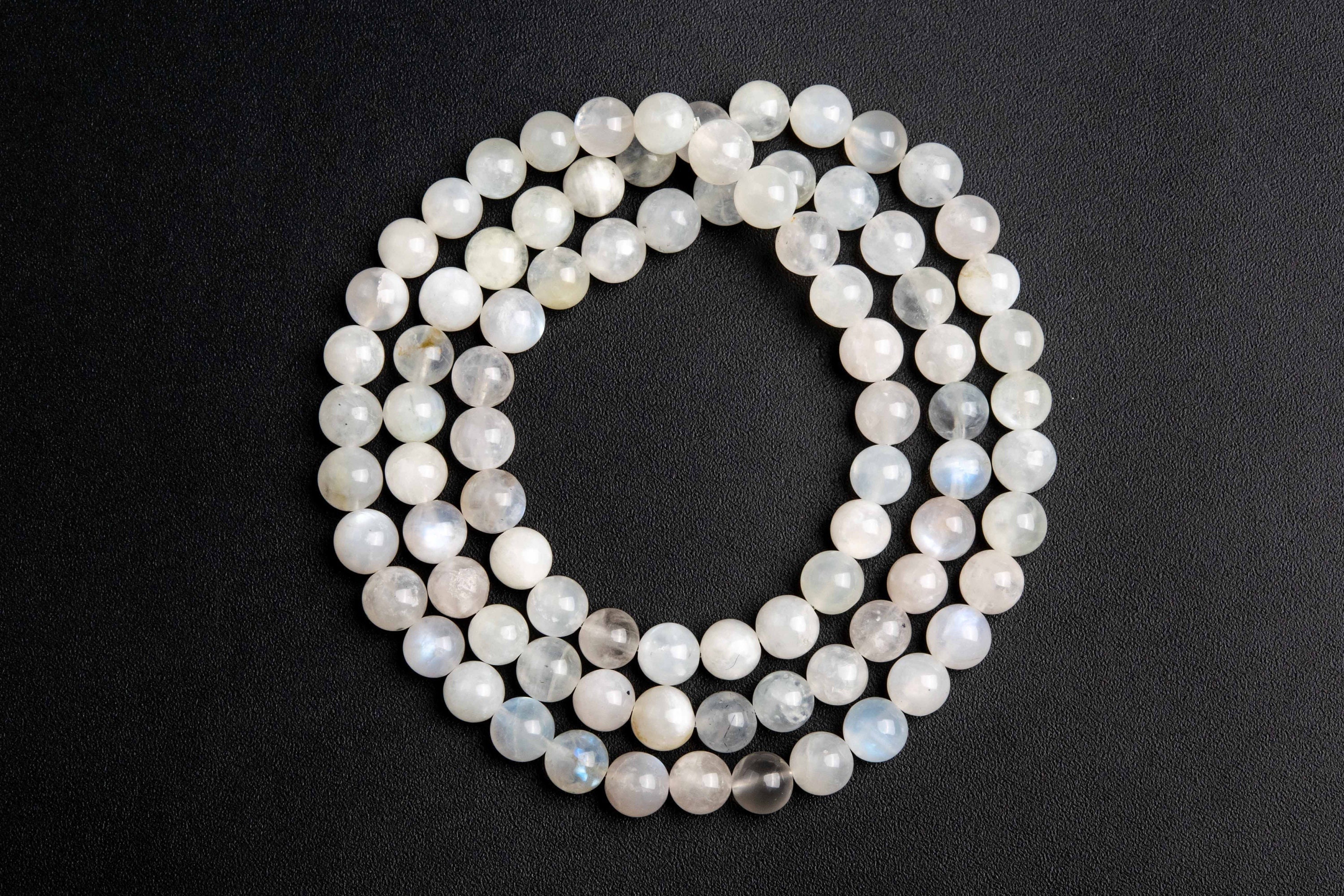 6-7mm Rainbow Moonstone Beads Grade A Genuine Natural Gemstone Round Beads 21.5" / 7" (118233)