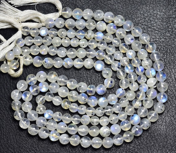 Rainbow Moonstone Round Beads - 13.5 Inches - Natural Smooth Rainbow Moonstone Round - Size Is 7 Mm #102